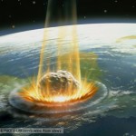 Artwork of the Chicxulub asteroid impact