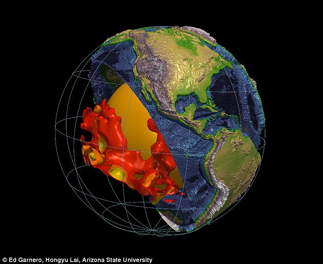 Les gigantesques structures blob-like sont situés au-dessus du noyau de la Terre et sont censés être composés d'un matériau différent de celui qui comprend le reste du manteau.